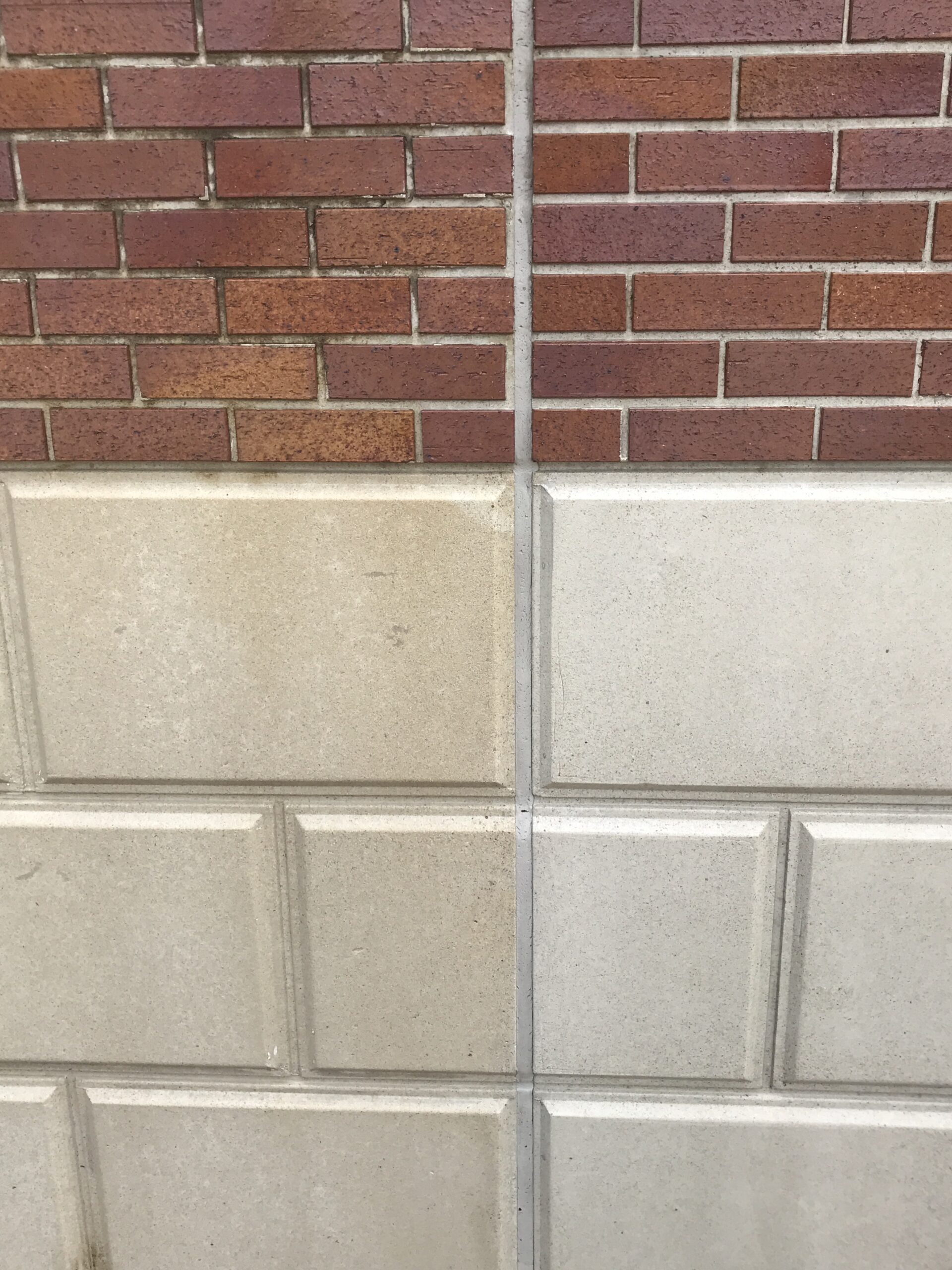 Before and after brick cleaning in Indianapolis