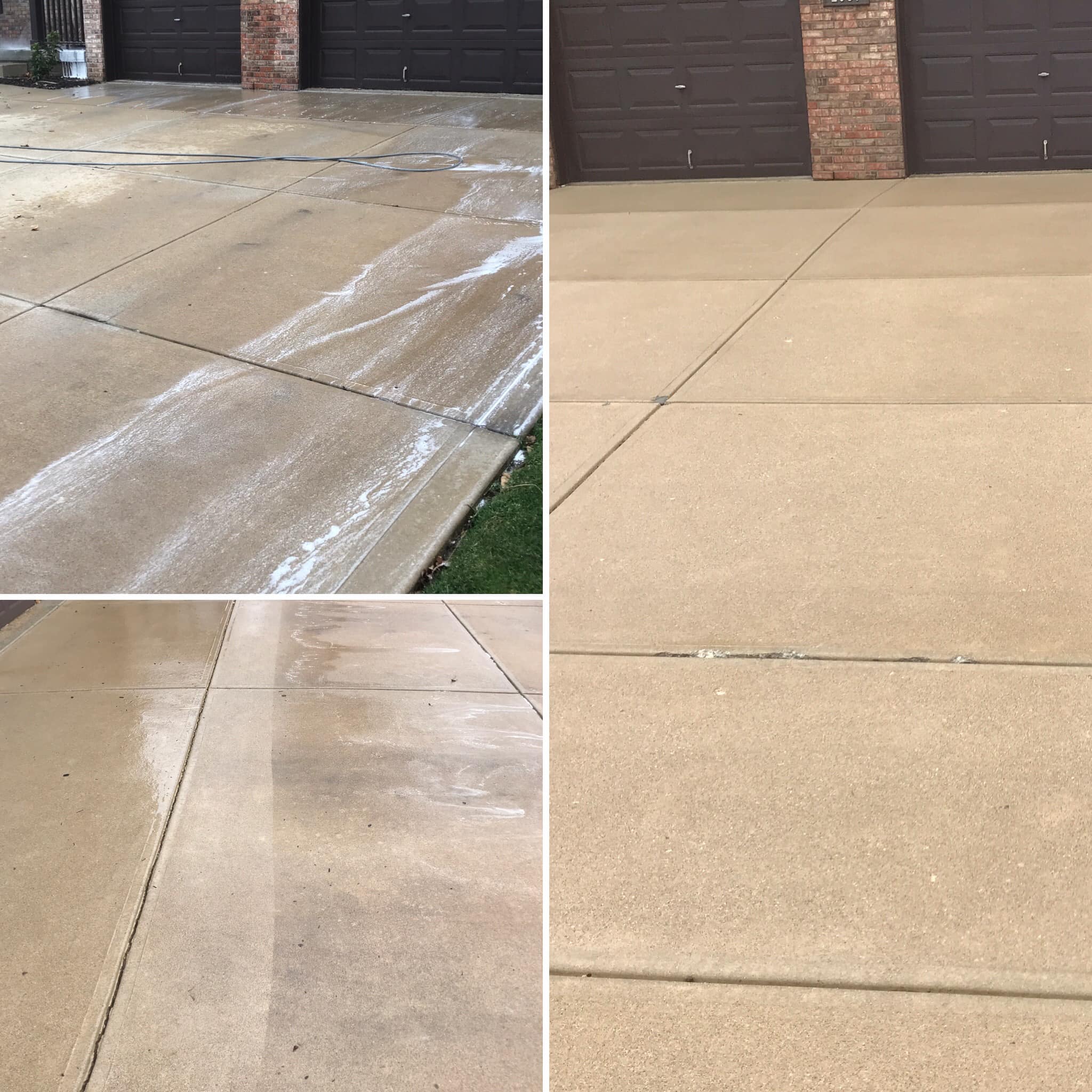 Before and after driveway cleaning in Indianapolis