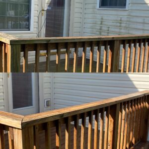 Before and after deck soft washing in Indianapolis